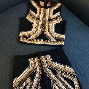 Two piece crop top skirt bandage dress set